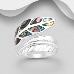 925 silver adjustable leaf ring.